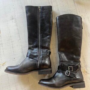 Hinge black leather boots size 6.5
